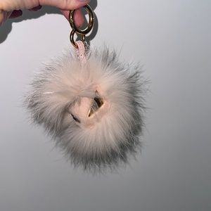 Like new Fur Metal Leather Pink Series Gold Hardware Bugseye Key Ring Charm